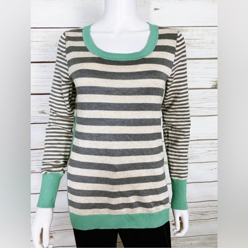 Olive + Oak Womens Sweatshirt Size XL Multicolor Striped Stretch Long Sleeve